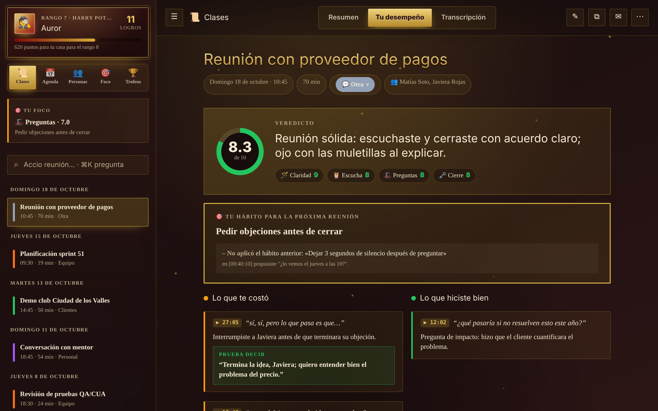 Tu desempeño en una reunión